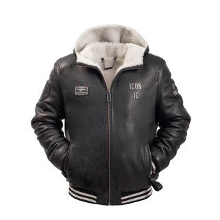 Меховая куртка Iconic с капюшоном AD-125 black and white